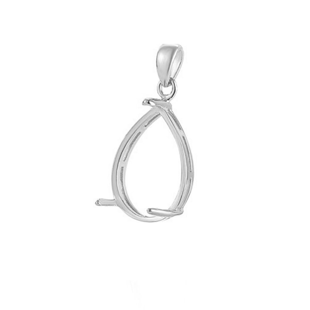 6882 Teardrop Bezel Pendant Blanks 925 Sterling Silver 17X25mm Cabochon